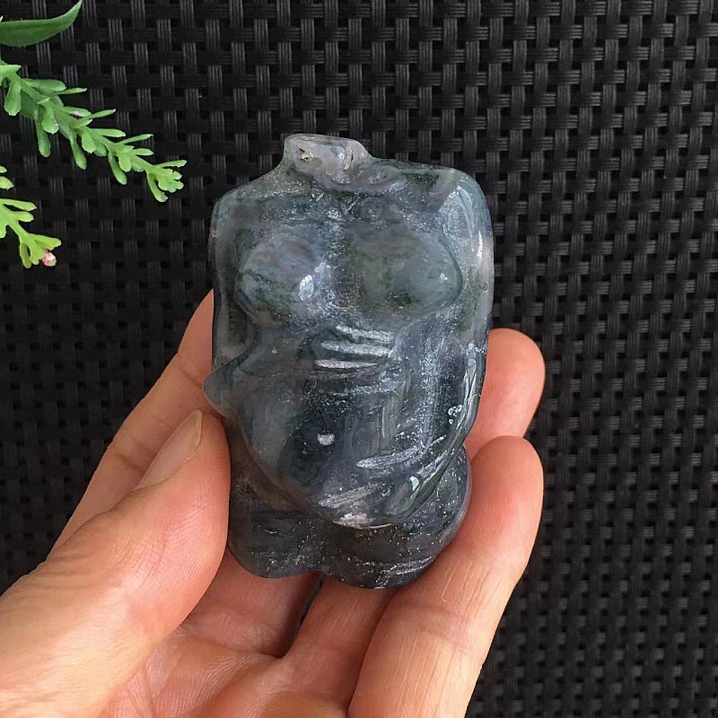 101g Moss Agate Stone Pregnant Female Body Carving Quartz Crystal Collection
