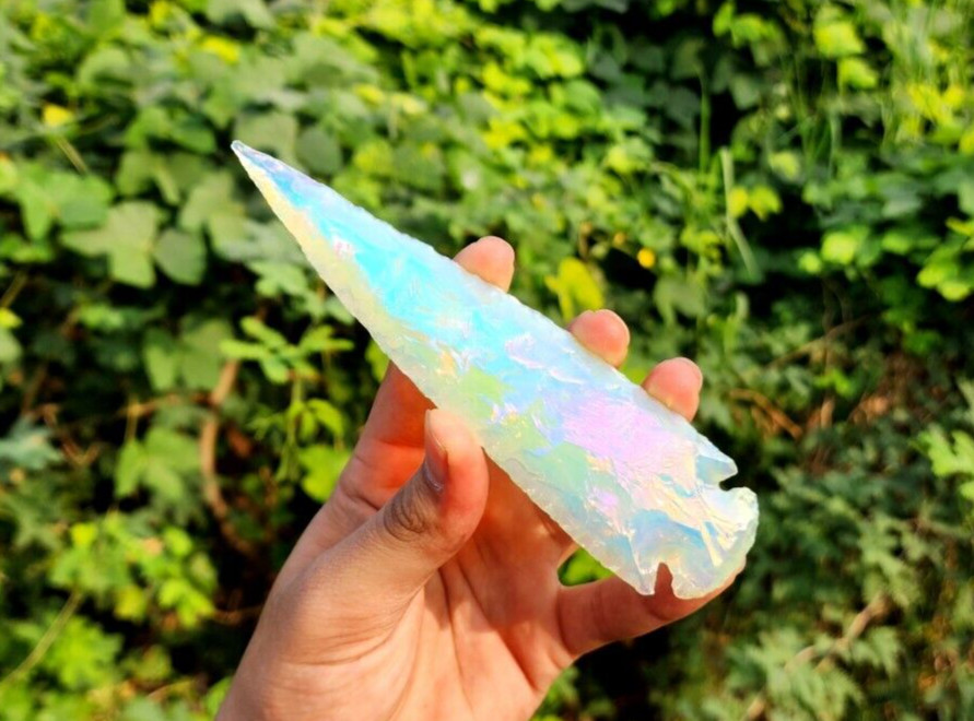 Opalite Angel Aura Spearhead Large Arrowhead Crystal Healing Opal Bead Crystal