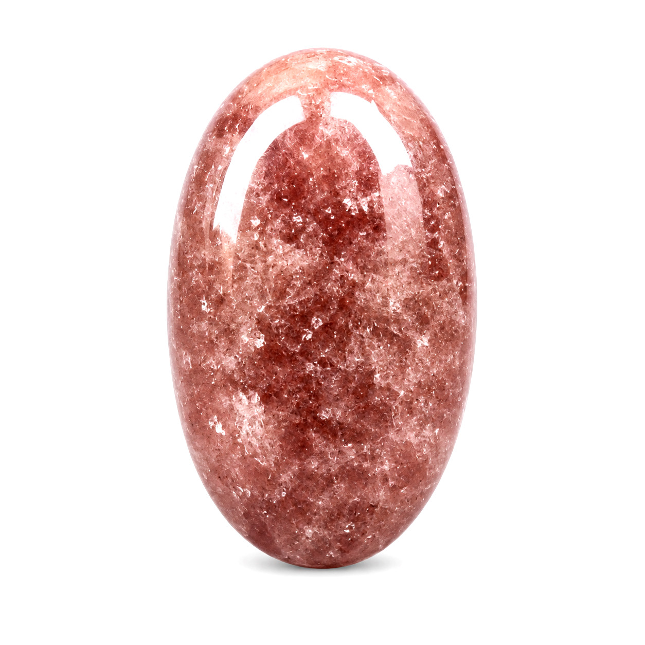 Natural Strawberry Quartz Palm Stone 61x35mm 63g Polished Crystal Worry Stone