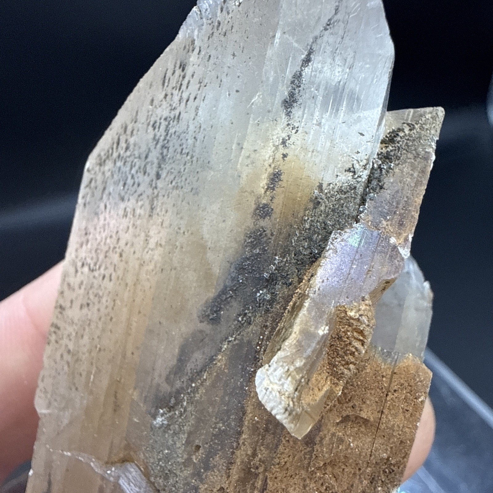 Natural Phantom Selenite W/ Black & Orange Phantoms👀Minerals! Quartz!Collector
