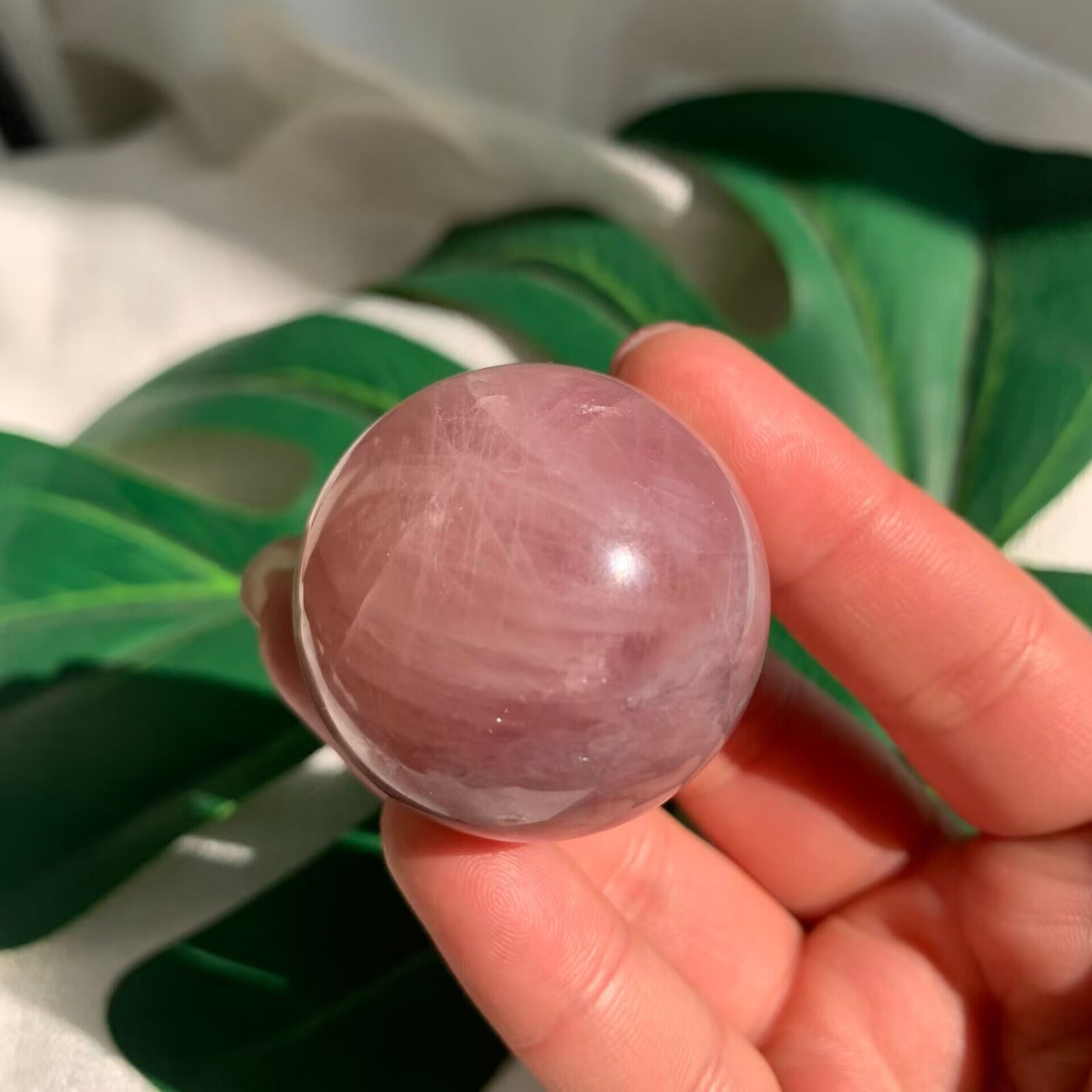 36mm 70g Lavender Rose Quartz Sphere Ball Crystal Love Energy Natural Healing