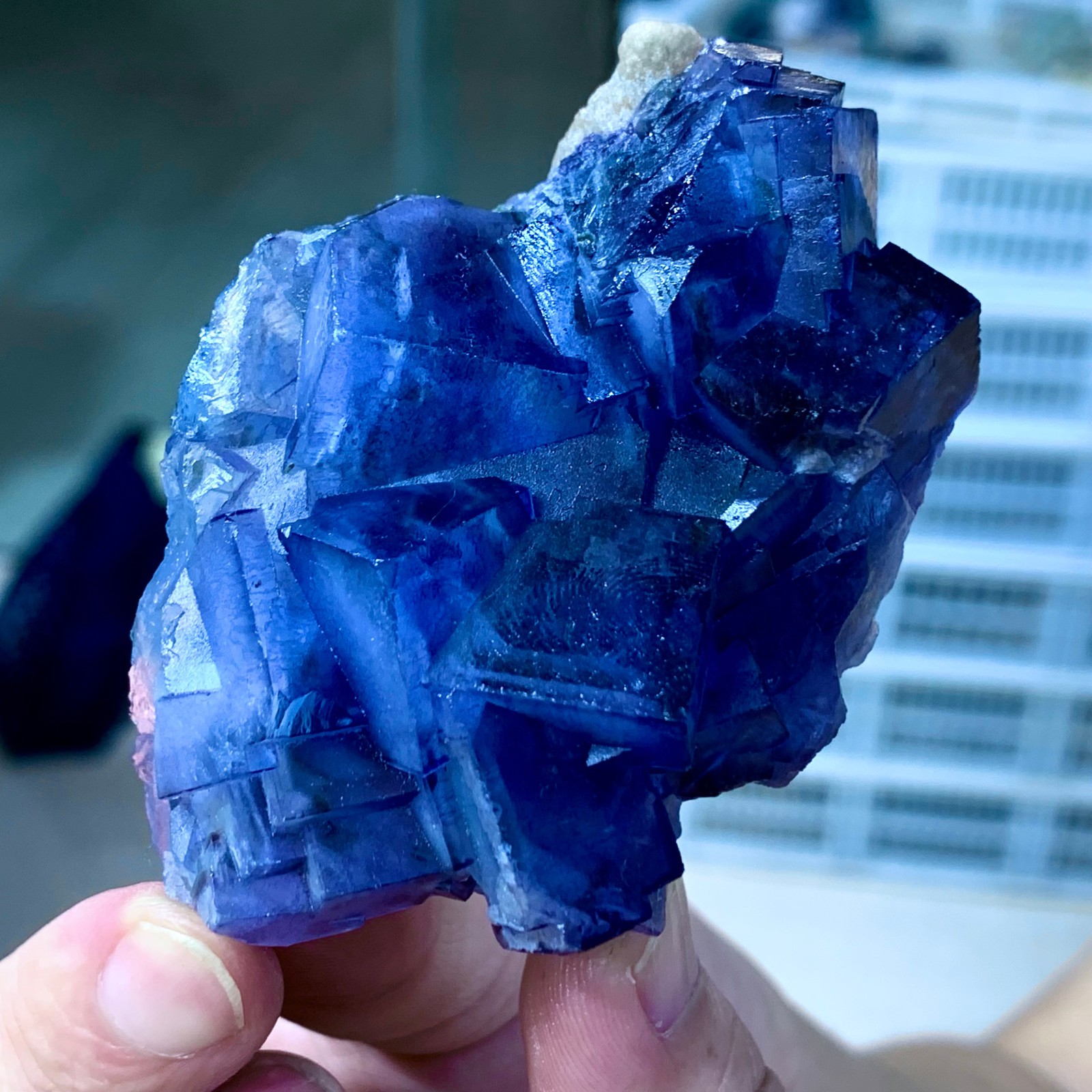120G Rare transparent blue fluorite cubic mineral crystal sample/China