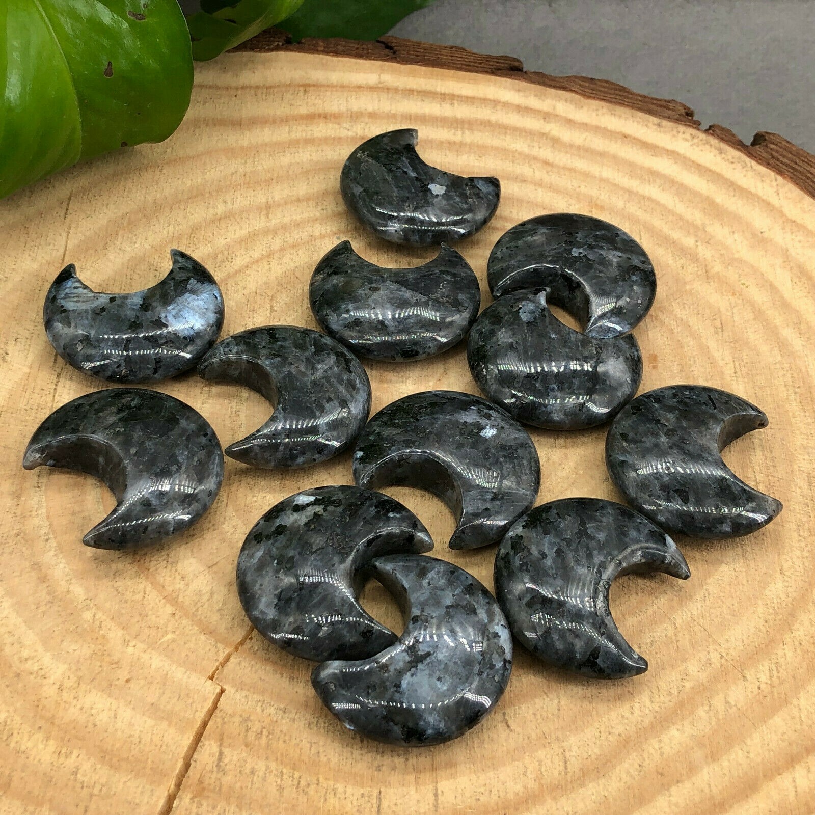 10pc Natural spectrolite crystal Quartz hand carved moon crystal reiki healing