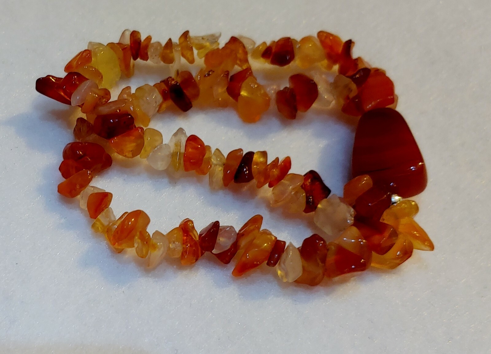 Genuine Stone Stretch Bracelet Double row W/ Large stone as shown