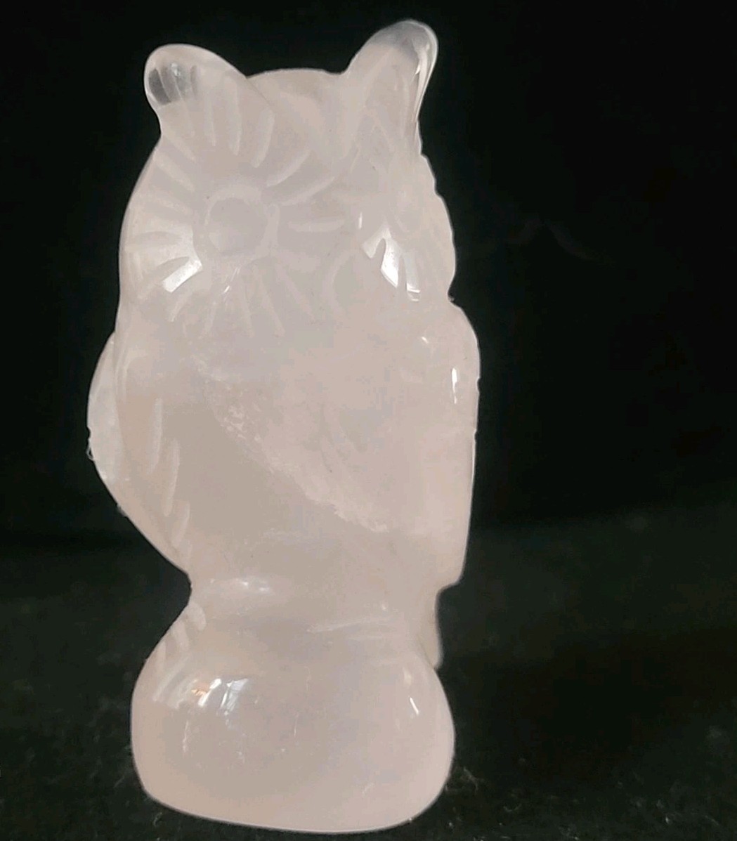Hand Carved Quartz Owl Spirit Animal Totem Fetish Stone Figurine