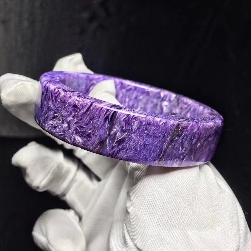 Genuine Natural Purple Charoite Gemstone Crystal Woman Fashion Bangle 51mm AAAA