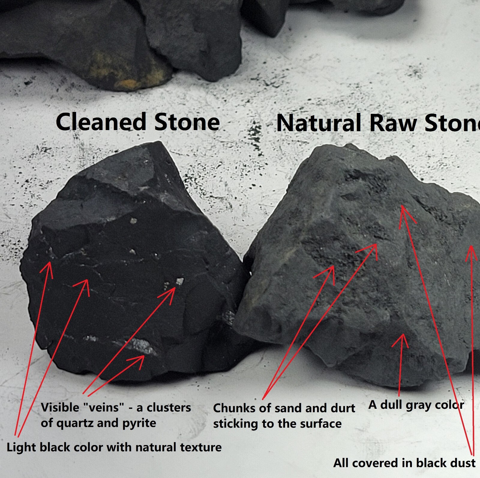 Shungite Stones Raw Natural Size 1″-2″ / 8 oz – Emf Protection, Water Treatment