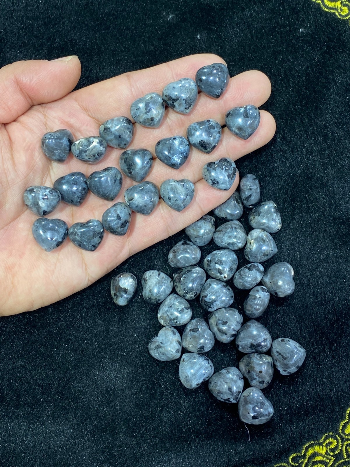 10pc Natural Spectrolite Mini Heart hand-carved quartz crystal reiki healing