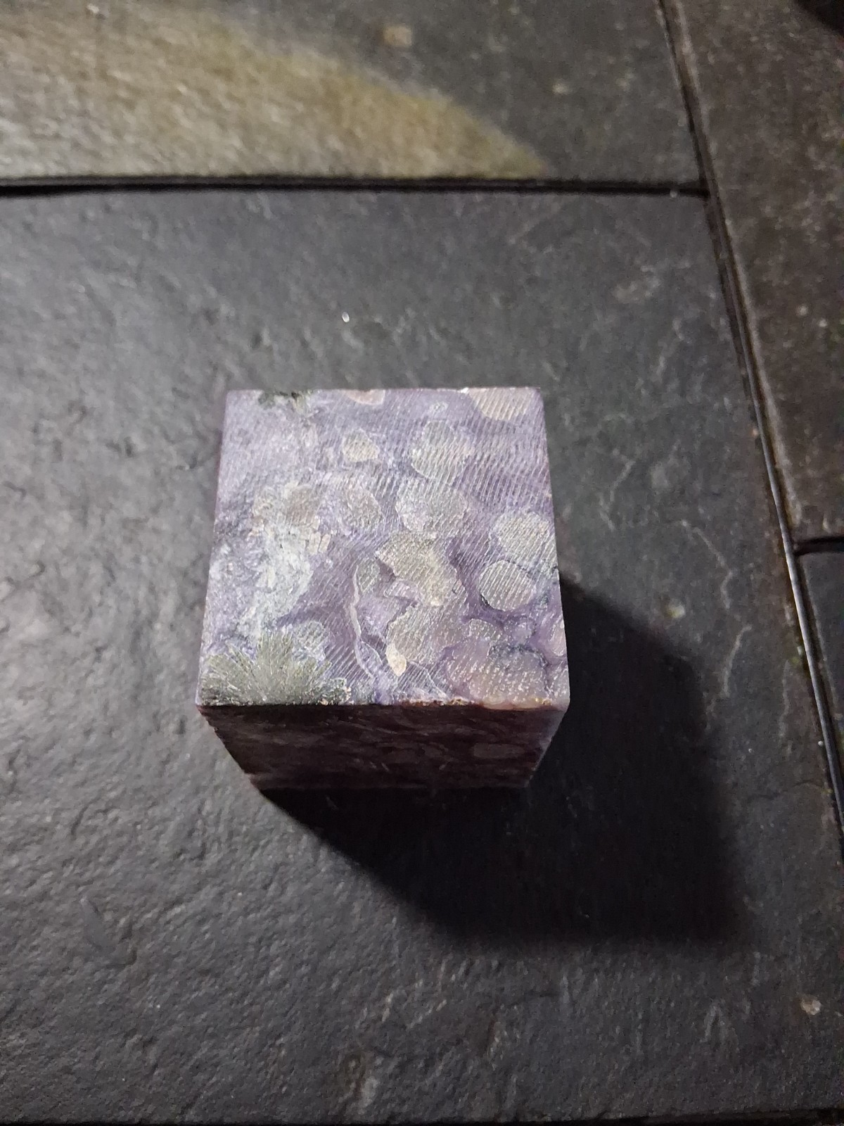 Charoite Stone CUT Into A Square Not Polished.