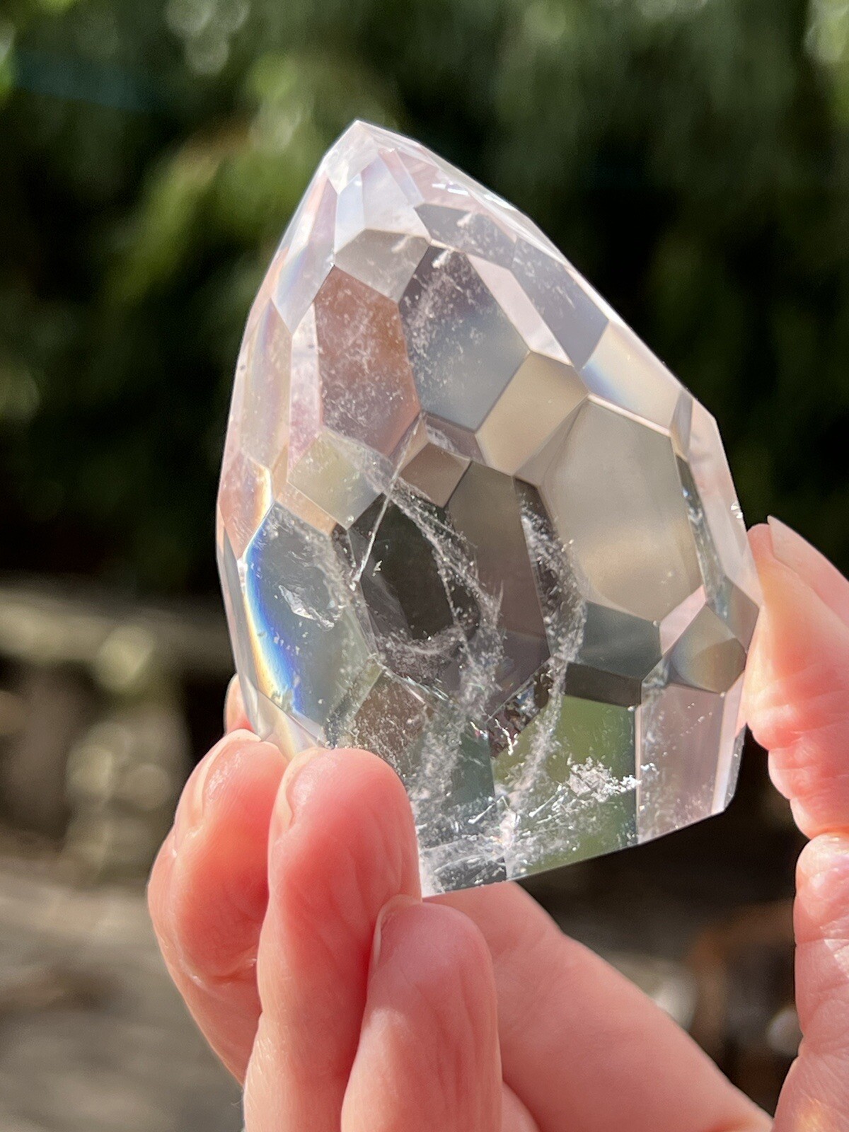 Clear Quartz Hand Faceted Large Crystal Droplet AAA+ Freestanding 13