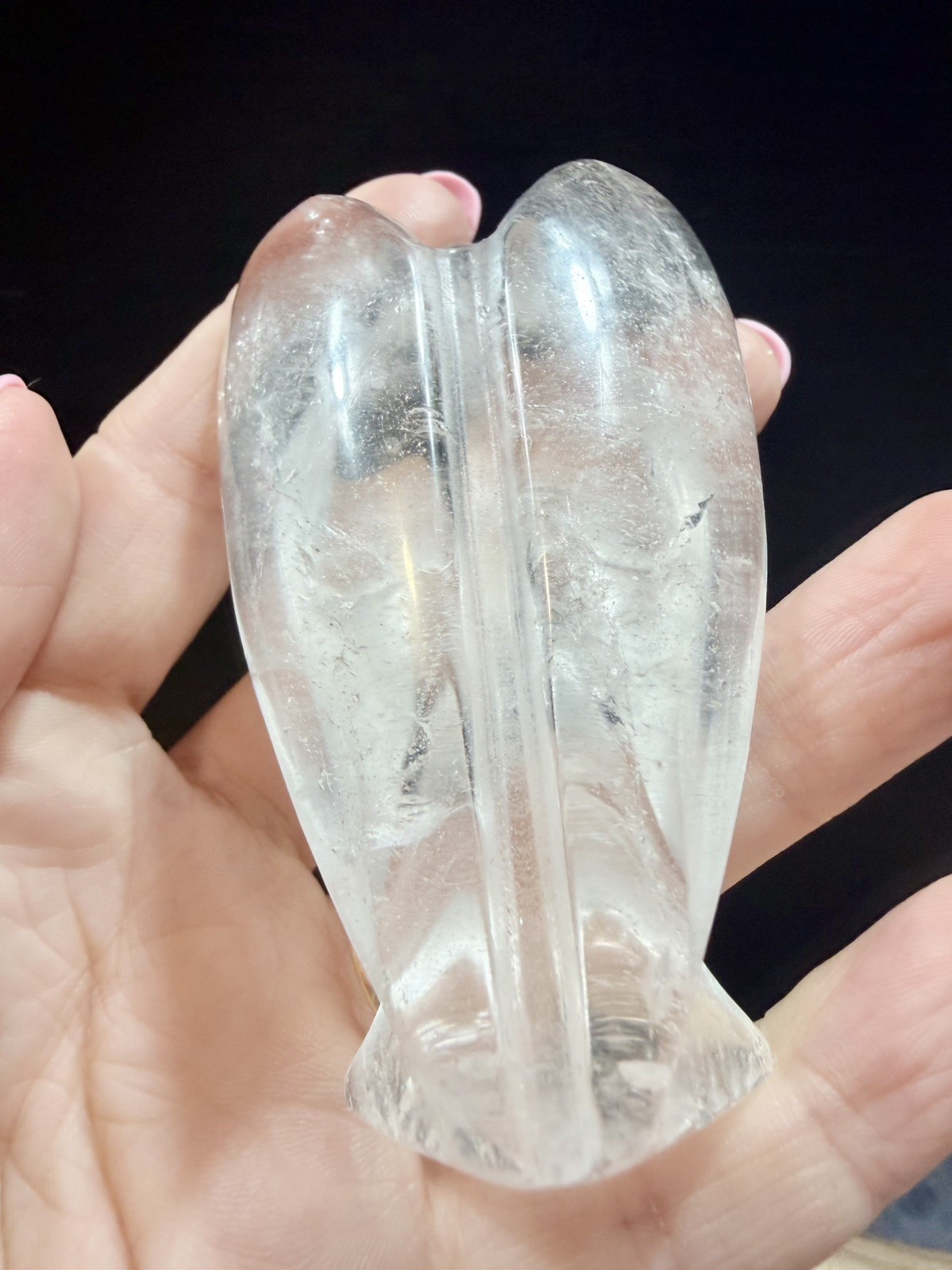Crystal Clear Quartz Angel Simple Carving spiritual Heal display 7.8cm 116g