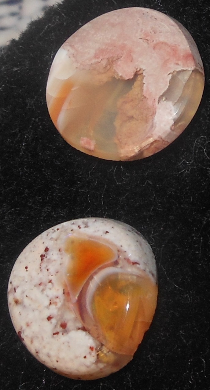 Mexican Fire Opal 2pcs 7.25tcw, Twinkling Earth-Mined 100% natural shiny smooth