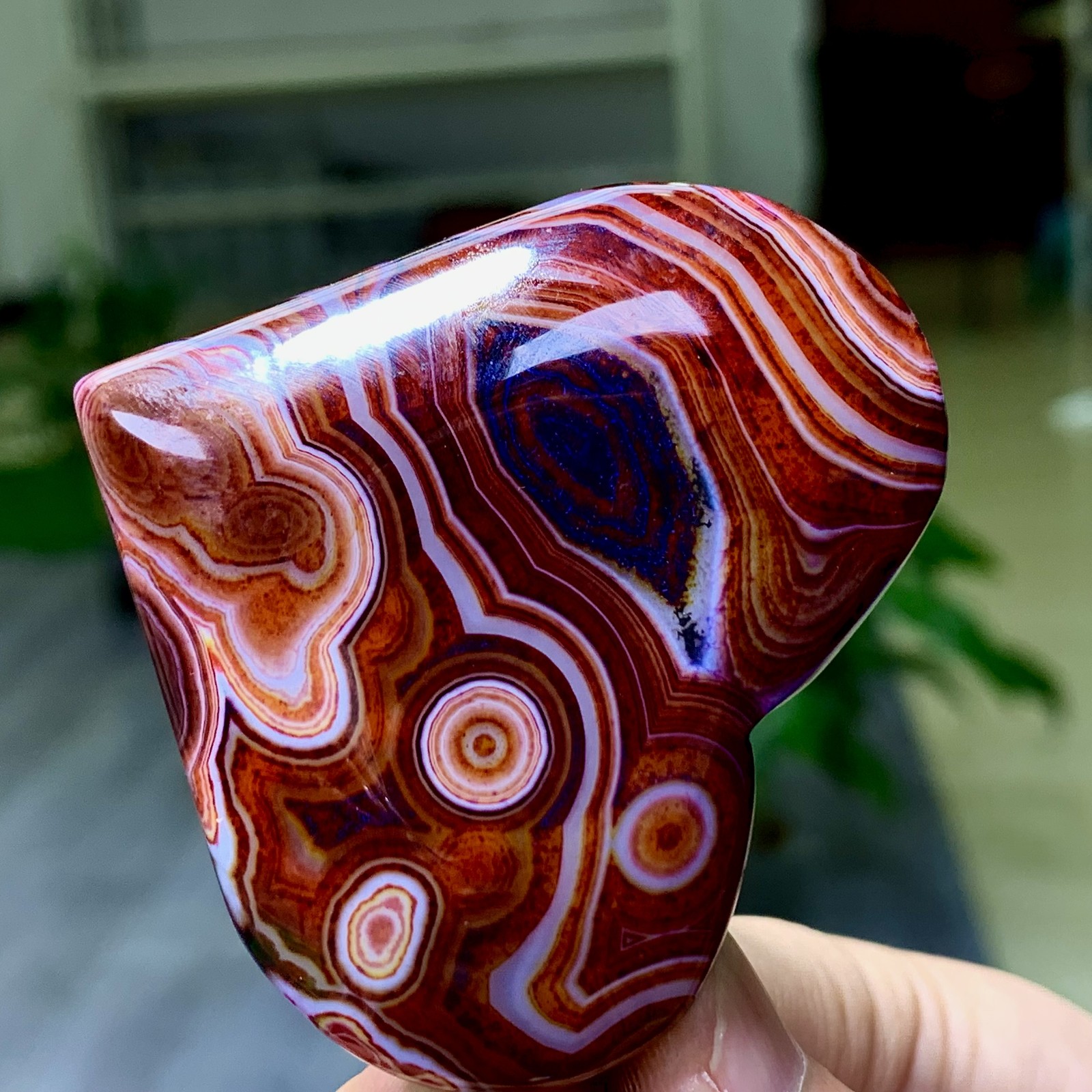 79G Natural colored striped agate crystal mineral heart shape