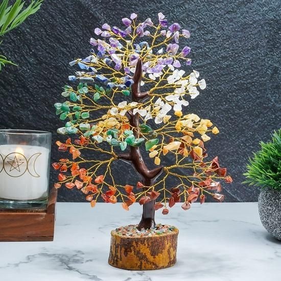 Seven Chakra 200 Chips Money Bonsai Tree of life Healing Feng Shui Statues