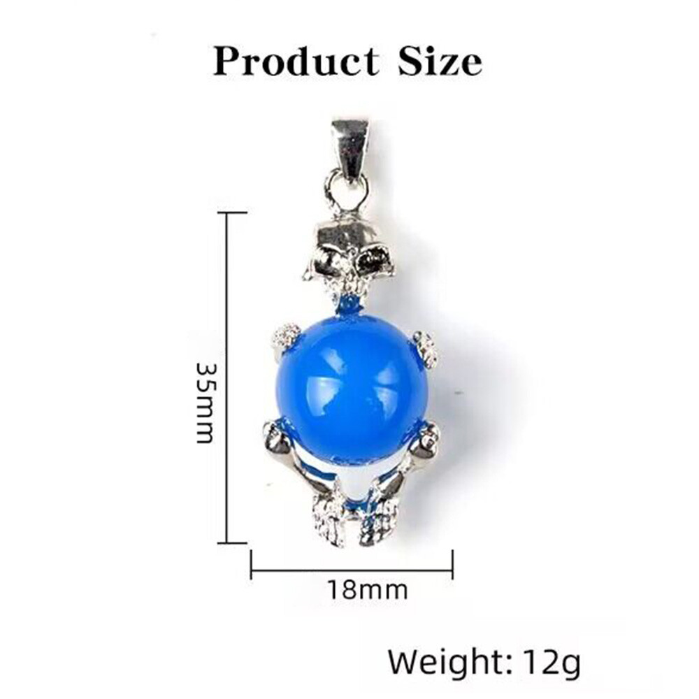 1x Crystal Bead Skeleton Pendant Ball Unisex Alloy Skull Necklace Gothic Healing