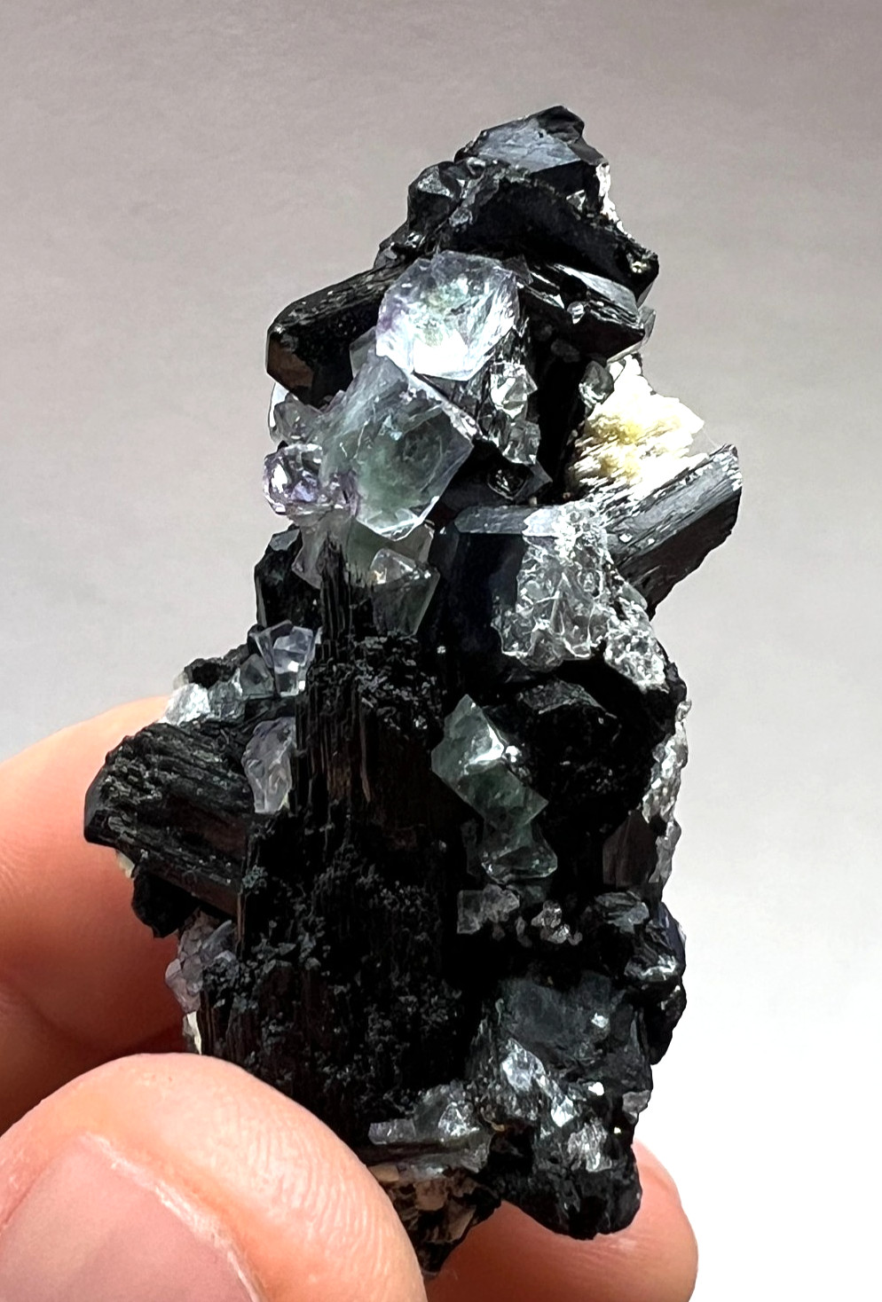 Green Fluorite on Schorl Crystal Cluster – Erongo, Namibia