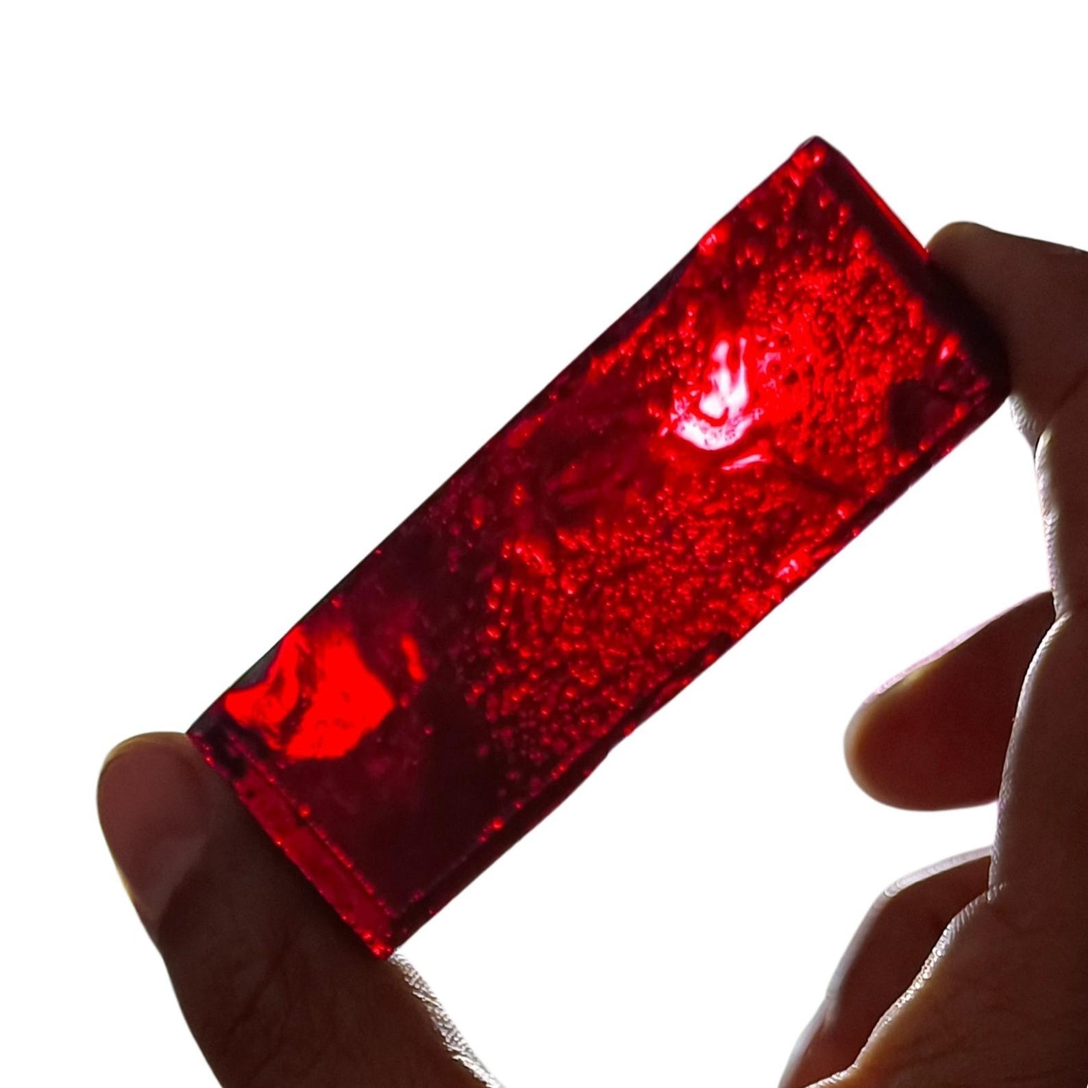 Lab-Created Red Garnet Rough Slice | 445ct Nano Crystal from India