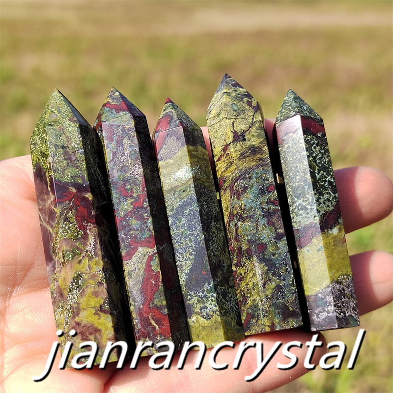 5pcs Natural Dragon Blood Quartz Obelisk Crystal Wand Point Tower Healing 5.5cm+