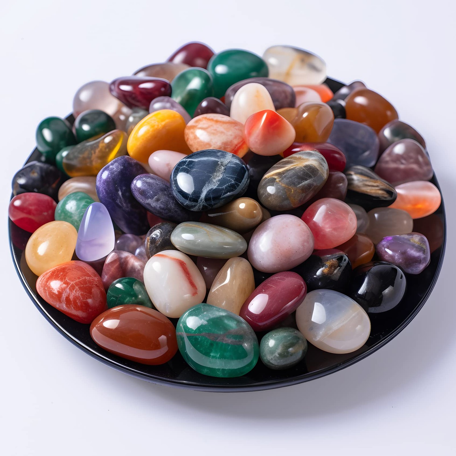 Polished Colorful Healing Crystal Stone Set, 72 Pcs 0.5″ Tumbled Gemstones, B…