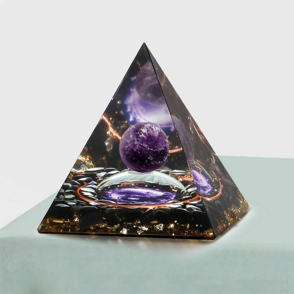 US 1 Pack Orgonite Pyramid Amethyst Peridot Healing Crystal Energy Orgone EMF