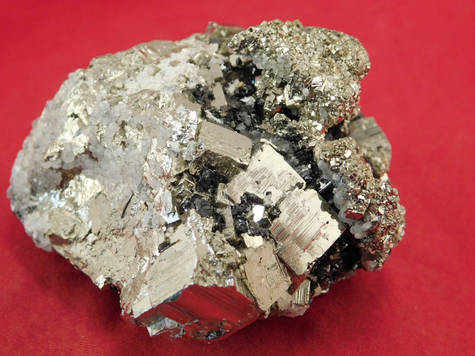 Larger! PYRITE CUBE Cluster with Sphalerite 100% Natural From Peru 289gr