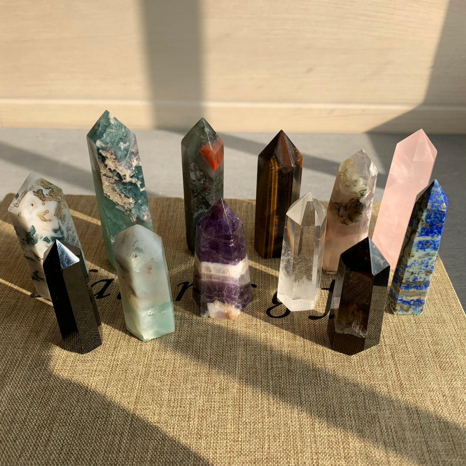 12pcs A lot TOP natural quartz crystal obelisk wand point healing send randomly