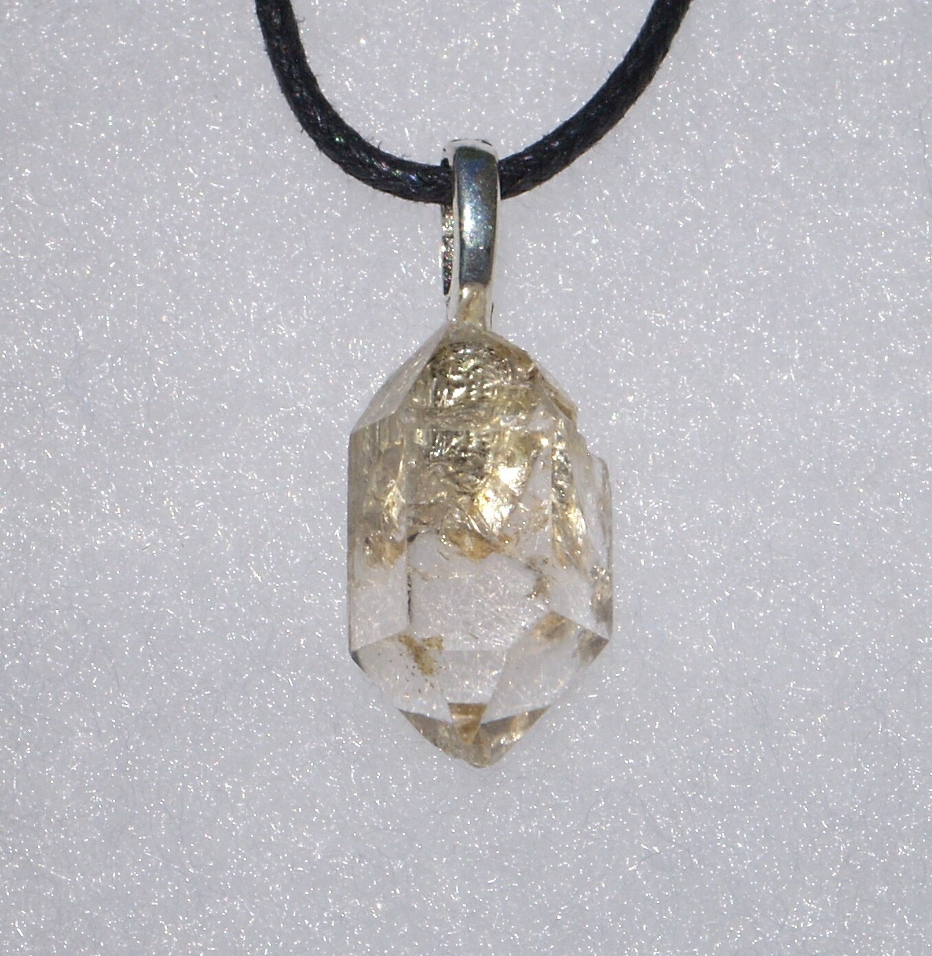 Tibetan Quartz Crystal Point Free Form Stone Pendant Necklace Double Terminated