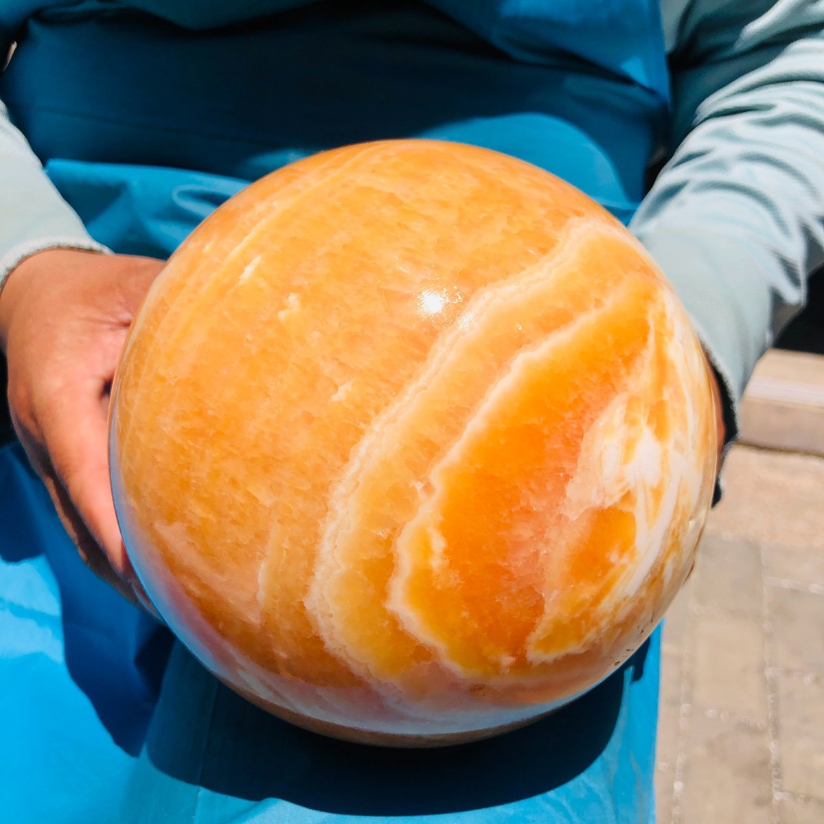 4420G Top Natural Yellow Calcite Ball Quartz Crystal Ball Reiki Healing 5530