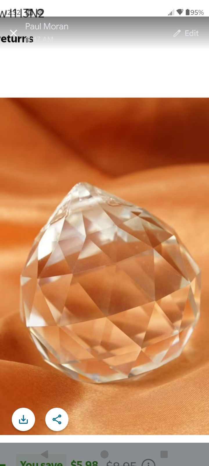 FENG SHUI HANGING 50 mm CRYSTAL BALL Clear Faceted Sphere Sun Catcher Prism