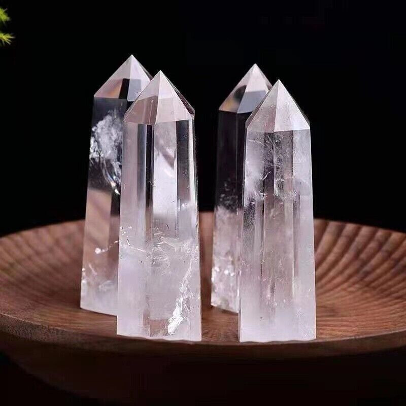 6pcs Natural Clear quartz tower crystal oblisk wand point healing reiki random
