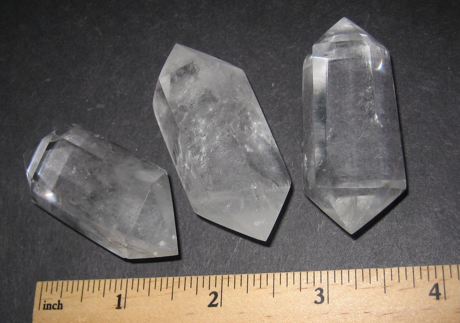 3 POLISHED DOUBLE TERMINATED 2.1″-2.2″ NATURAL CLEAR QUARTZ CRYSTALS ~ 114.1g *A