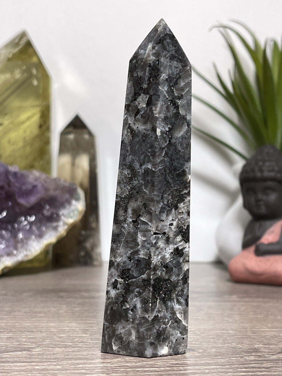 LARVIKITE TOWER – Feldspar Mineral Stone Reiki Chakra Wiccan Magick Yoga Decor