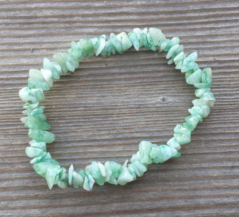 NATURAL GREEN AVENTURINE STONE GEMSTONE STRETCHY CHIP BRACELET