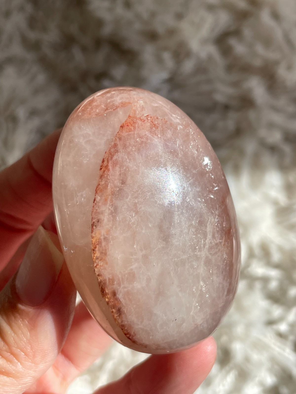 Natural Red Hematoid / Fire Quartz Palmstone – Vitality & Grounding Crystal (HA)