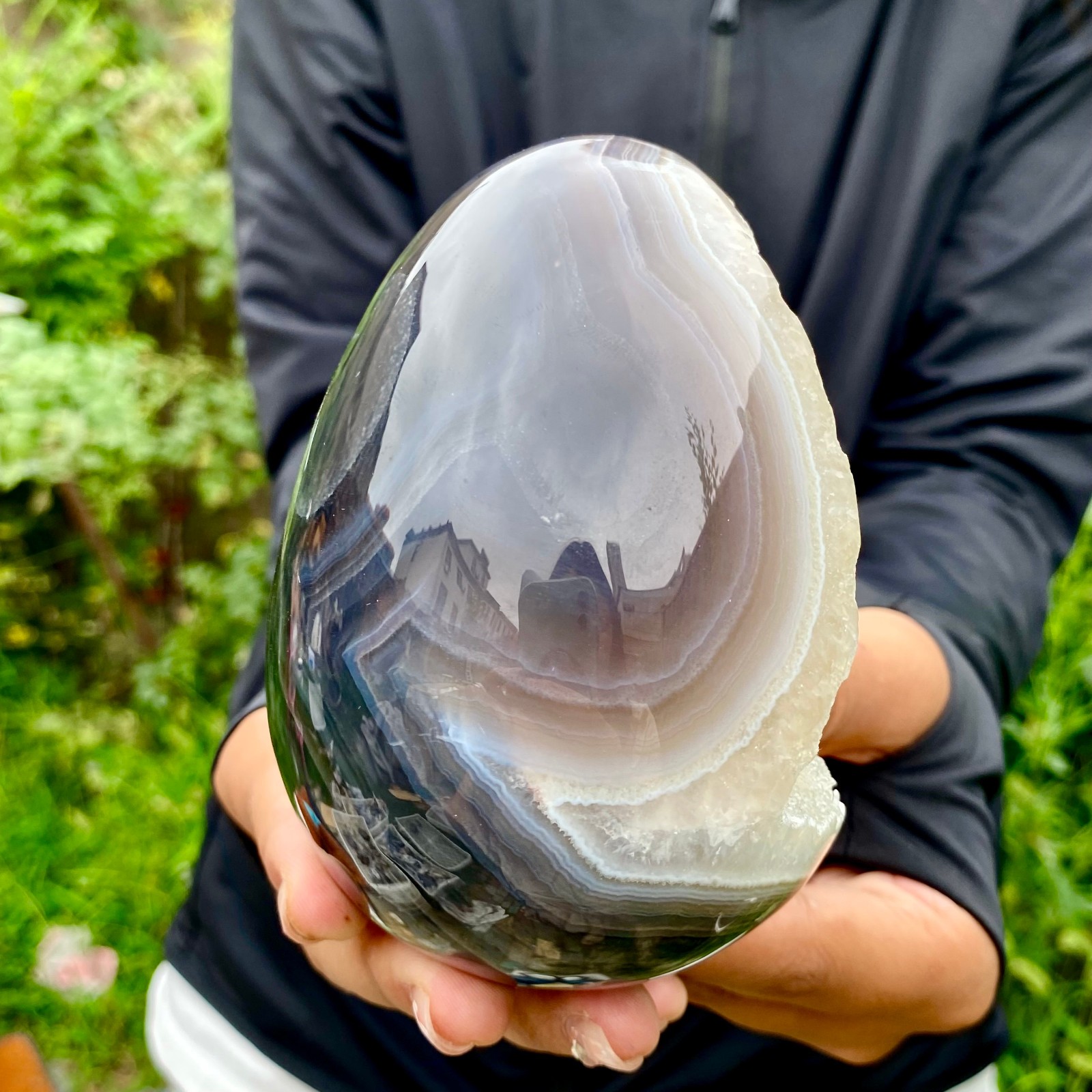 1.9LB Premium Natural Agate Geode Egg Polished Gemstone Egg Healing Mineral Disp
