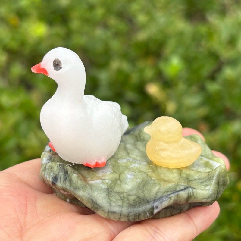 Natural white jade duck skull Carved Quartz Crystal Skull Healing Gift 1pc