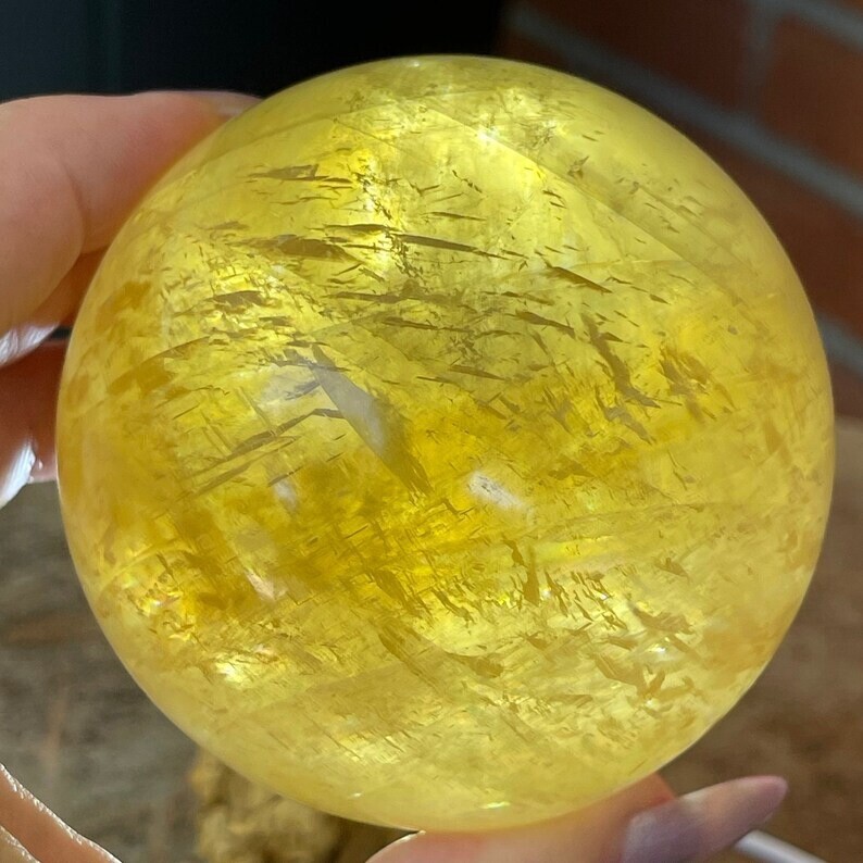 Optical Honey Calcite Big Sphere Cats eye flash Asterism and Rainbows, #10