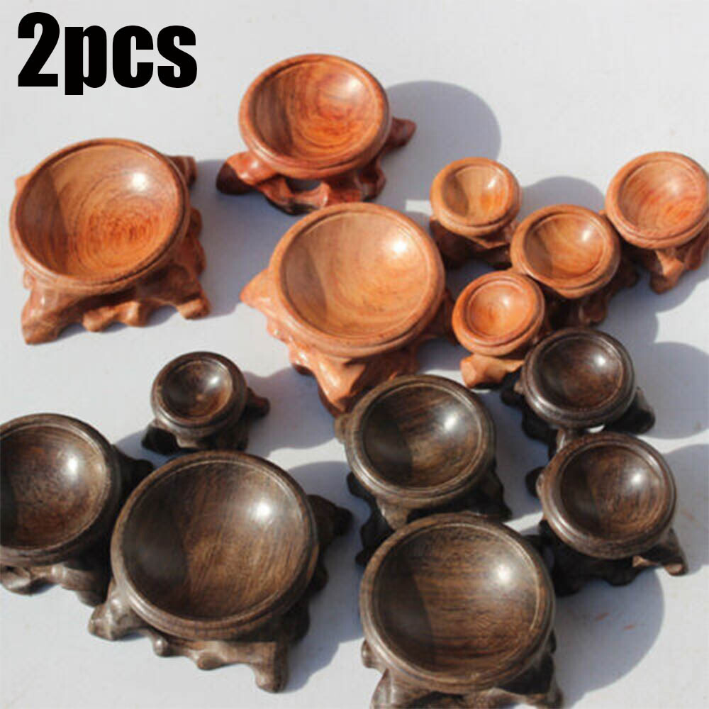 2Pcs Wood Display Stand Base for Crystal Ball Sphere Globe Stone Home Decor USA