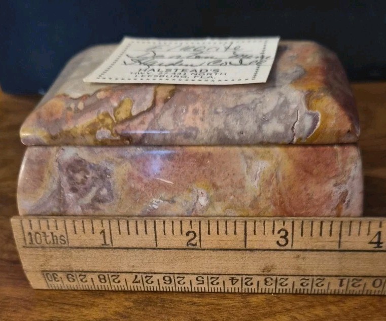 Denton Mine Fluorite Rectangular Carved Box 1.2 pounds Multi Colored Fluorite
