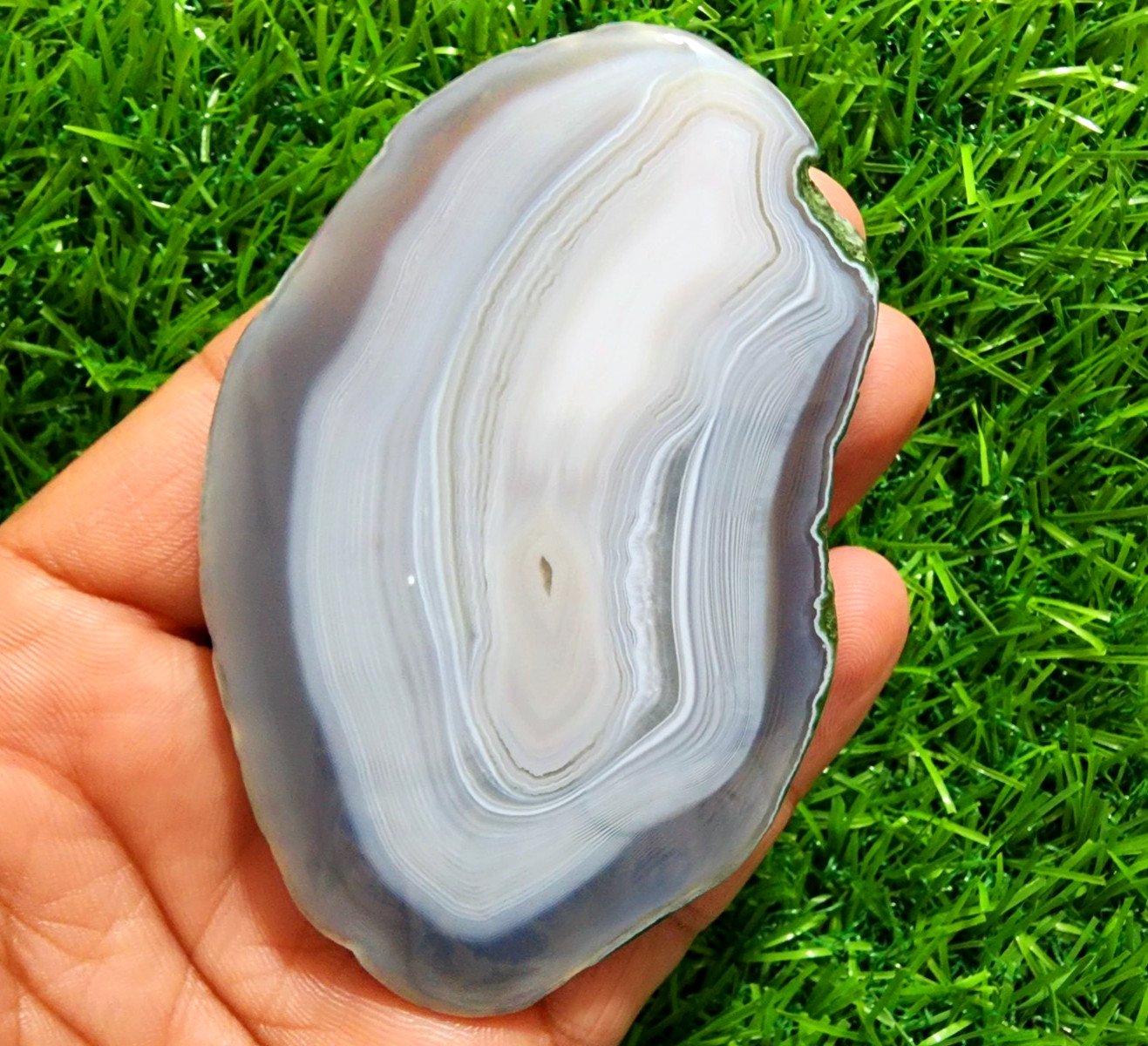 429ct White & Gray Slice Agate Druzy Crystal Polished Geode Slab Loose Gemstone