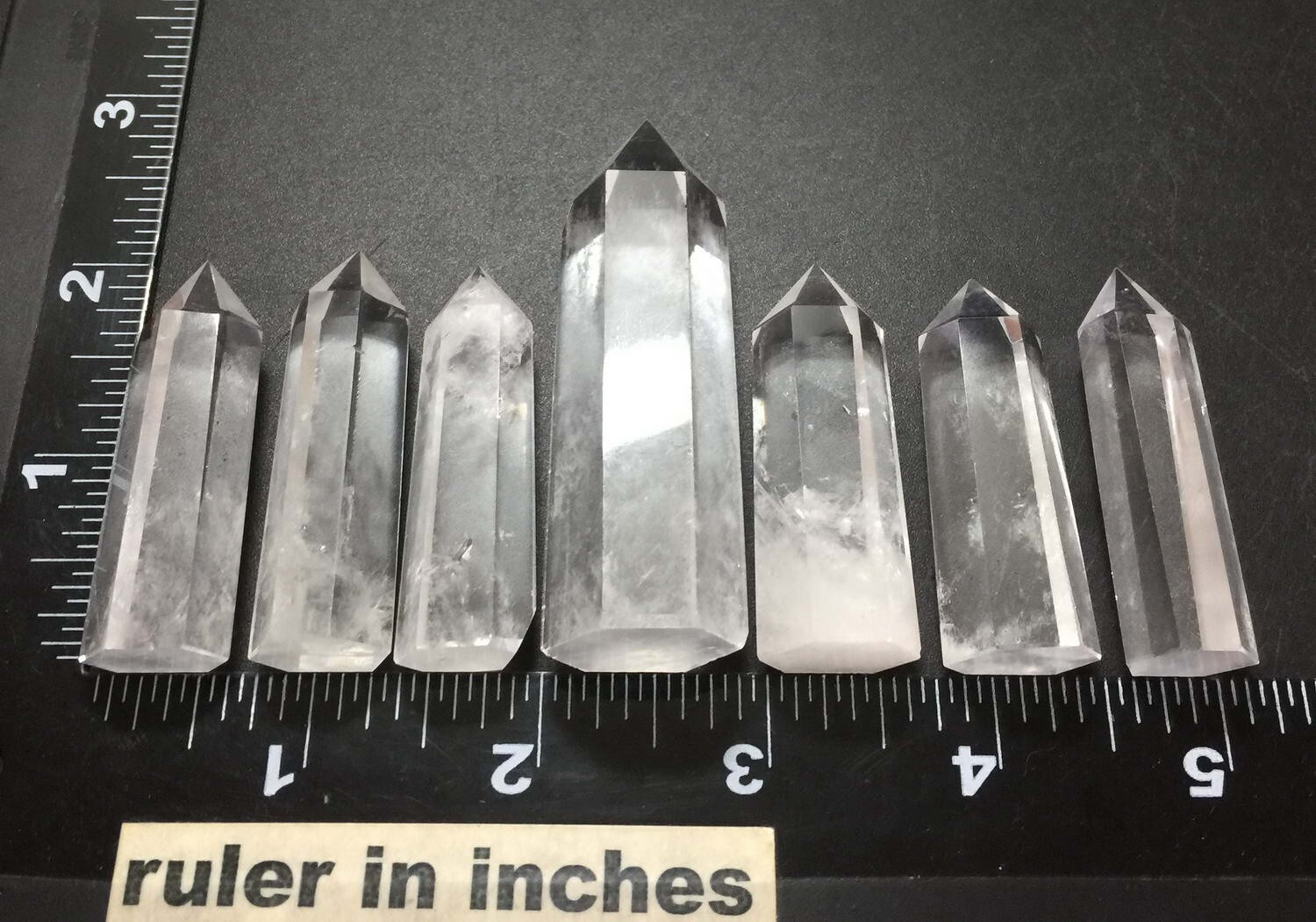 7 (SEVEN) NATURAL CLEAR QUARTZ CRYSTAL TOWER POINT POLISHED HEALING WAND SET