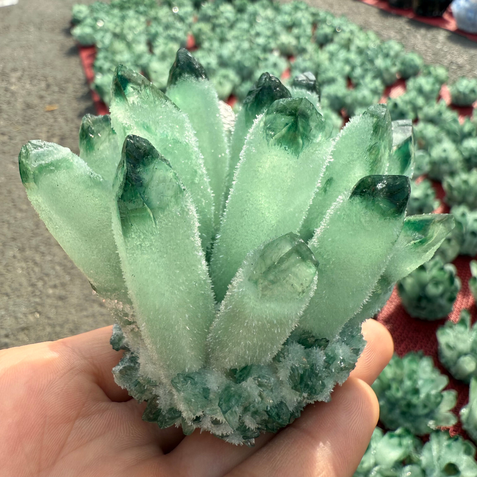 200g+Natural Green crystal Quartz Cluster Crystal Mineral Healing Rock Stone1pc
