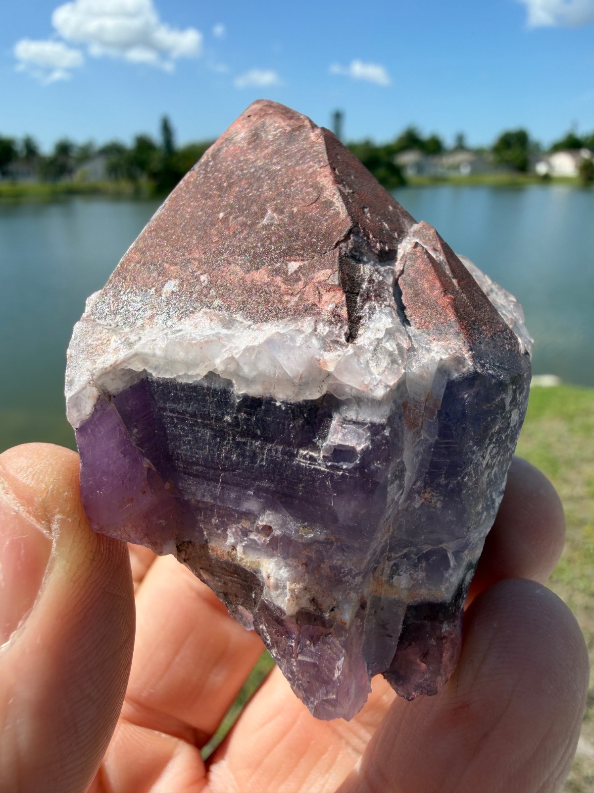 Auralite 23 Crystal Multi Red Cap from Canada 91 grams 2.5″