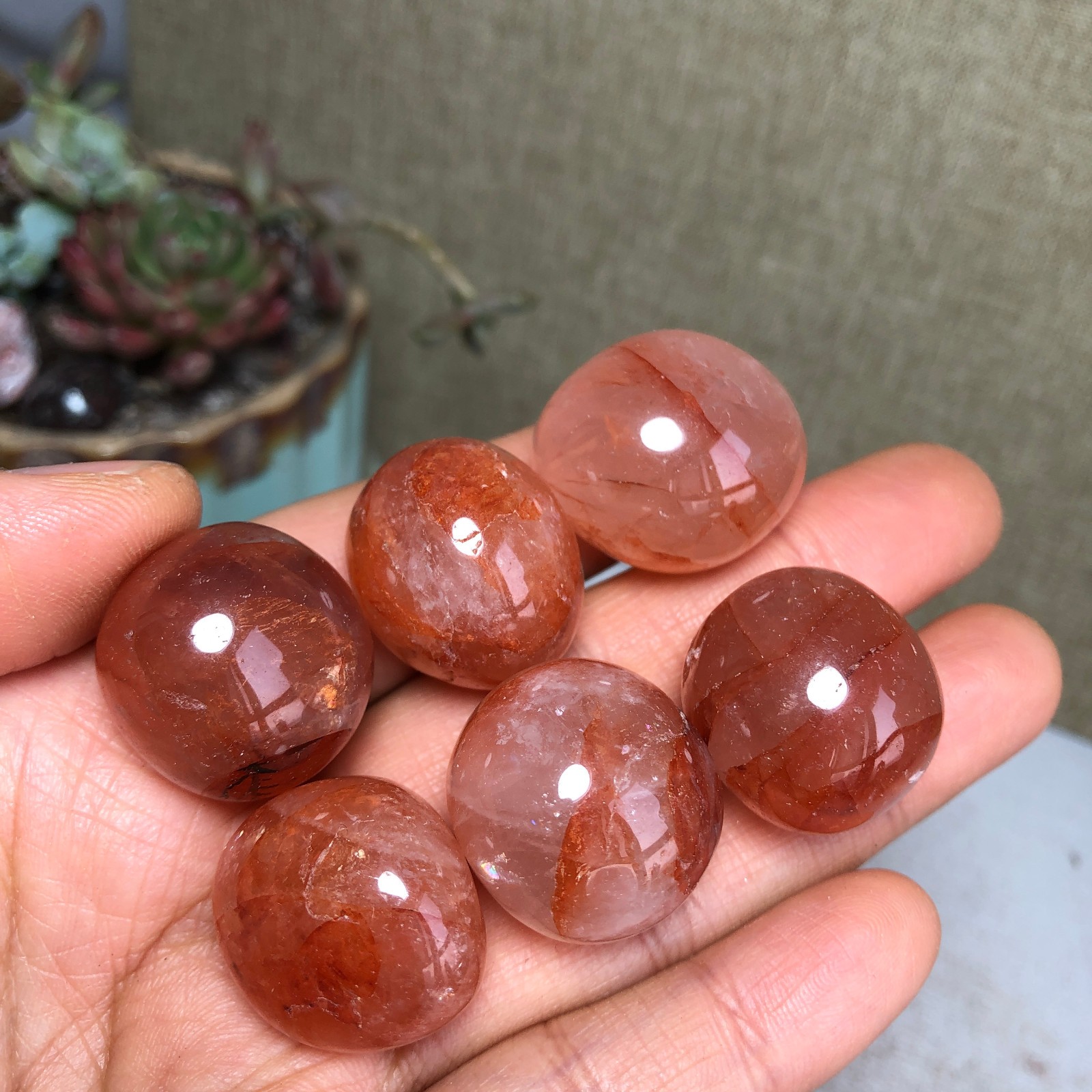 6pcs Natural Red gum flower semi-precious Crystal specimens 85g A35766