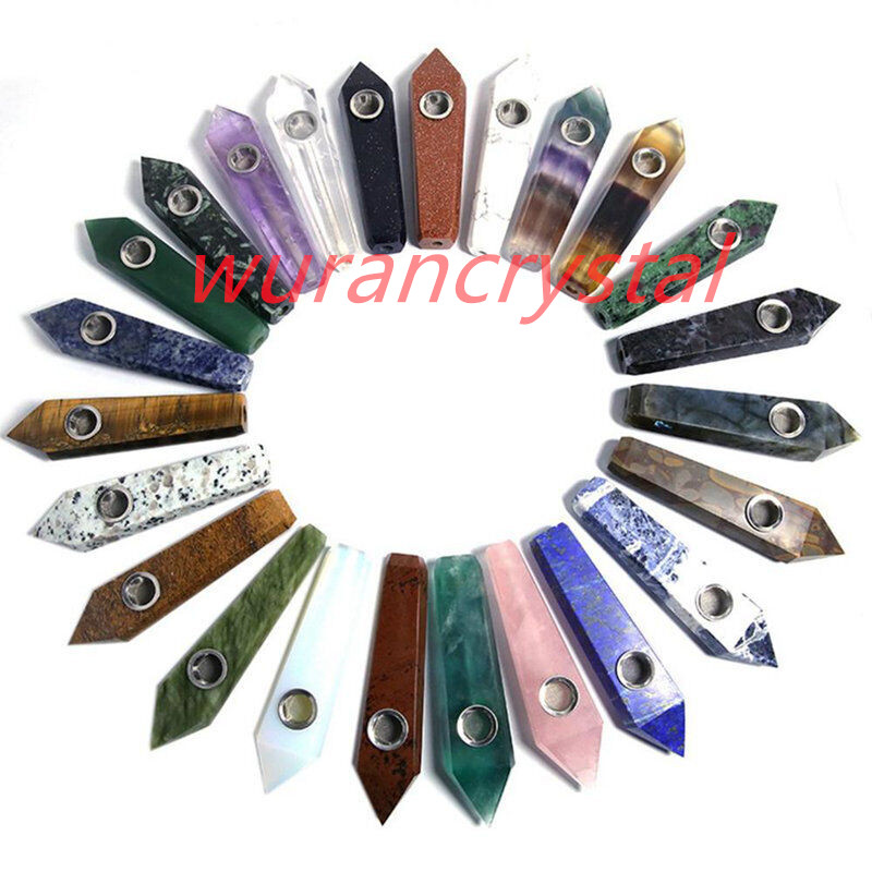 Natural Quartz Crystal Smoking Pipe Obelisk Point Rock Wand Reiki Healing Stone