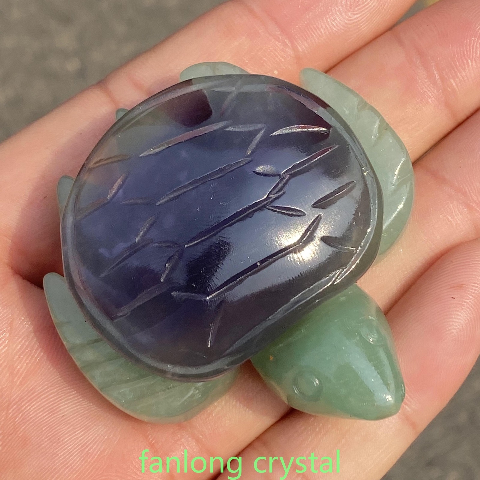 Natural Aventurine fluorite Sea Turtle Quartz Crystal Skull Carved Reiki 1pc