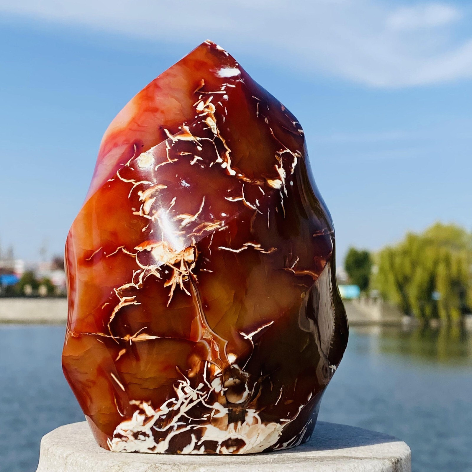 2.74LB Natural Red Agate Flame spiral Quartz Crystal Mineral specimen healing