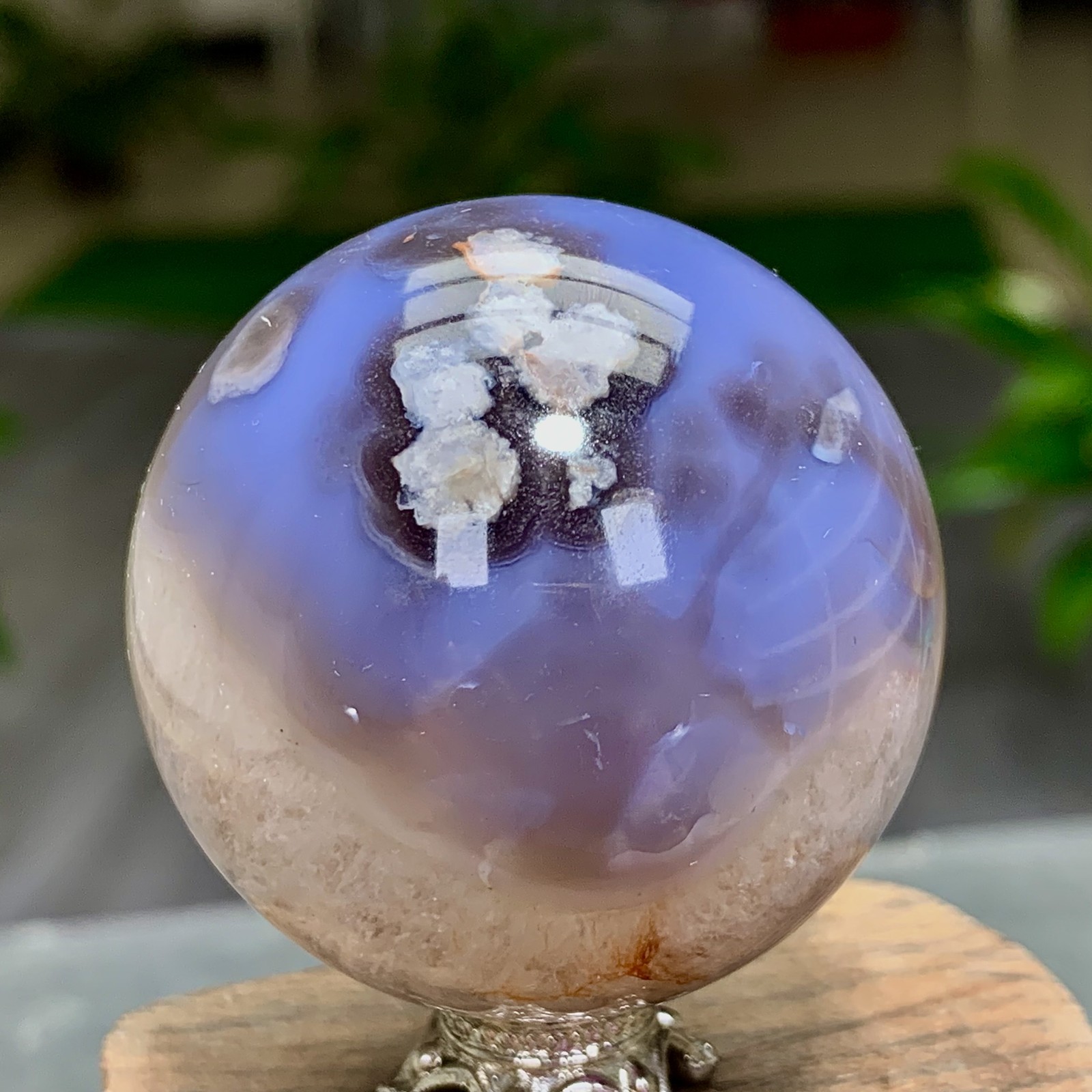 106G Natural blue cherry blossom agate Sphere Crystal Ball Healing