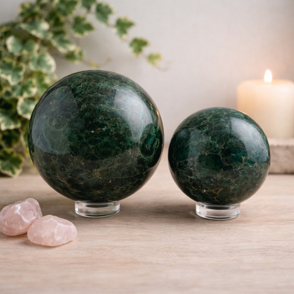 Natural Emerald Crystal Gemstone Sphere Healing Protection Housewarming Gift