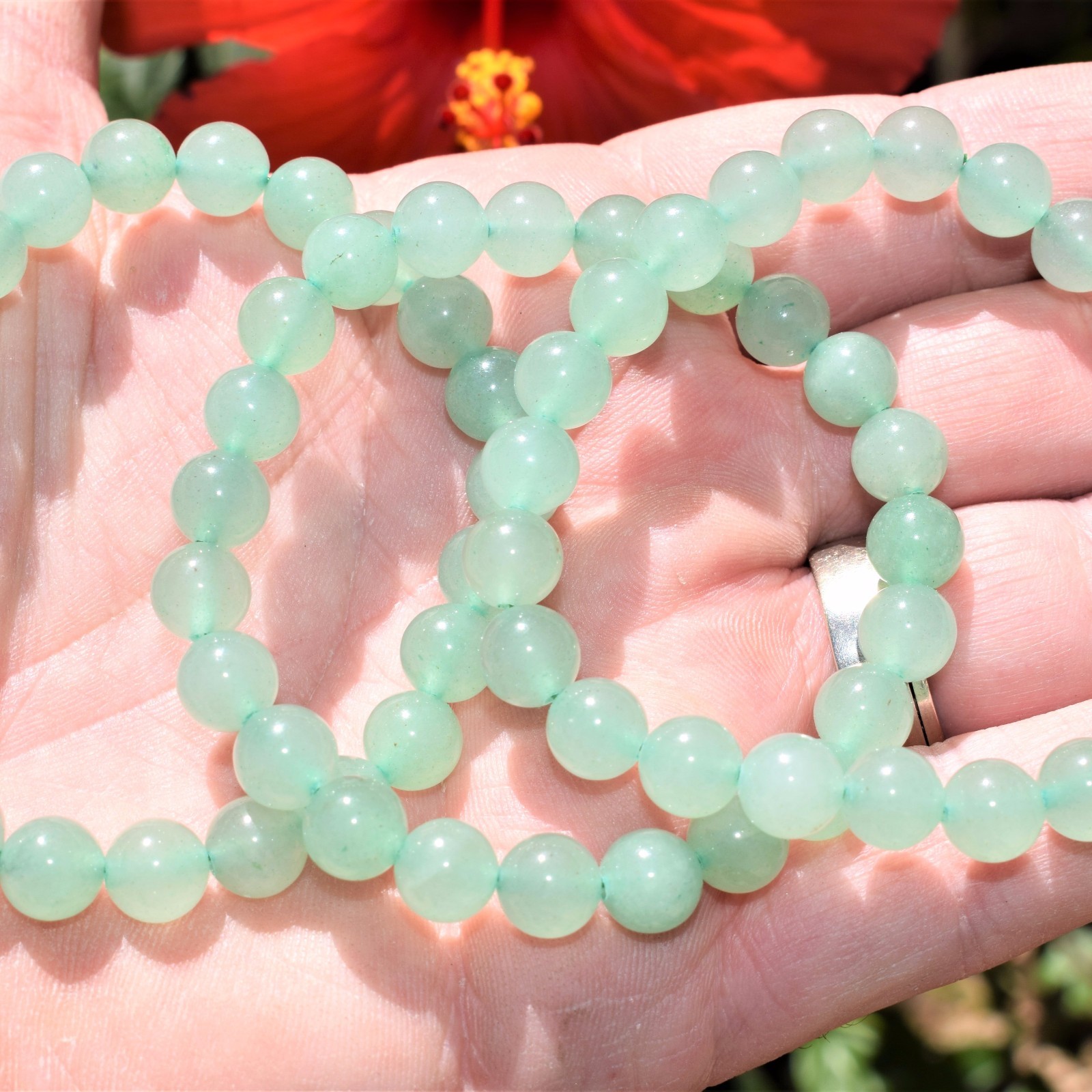 Premium CHARGED Green Aventurine Crystal 8mm Bead Bracelet + Selenite Charger